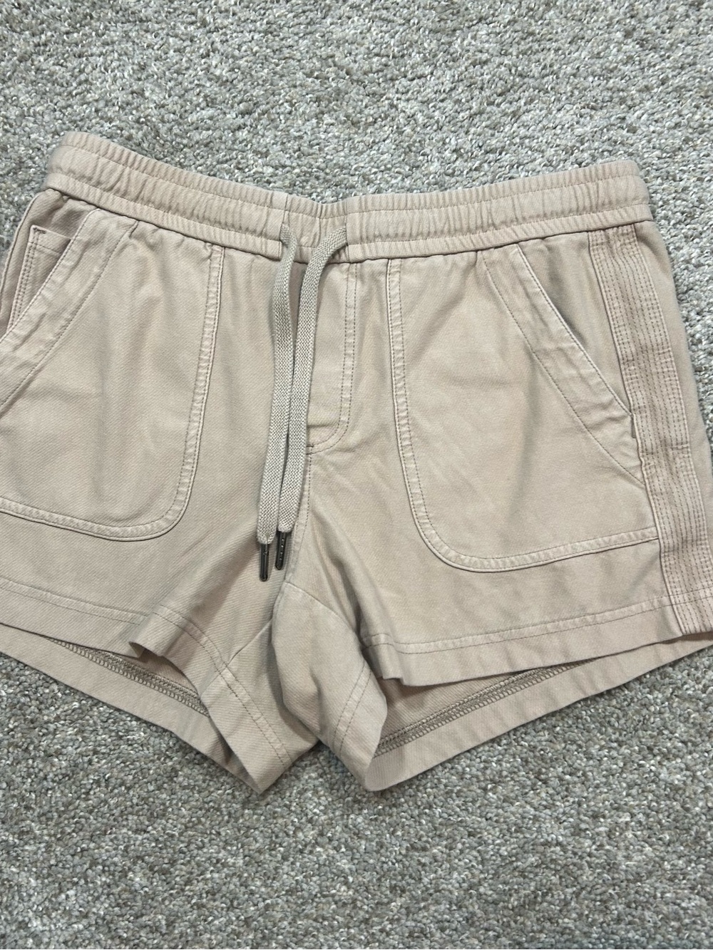Athleta Neutral Tan Drawstring Athletic Shorts